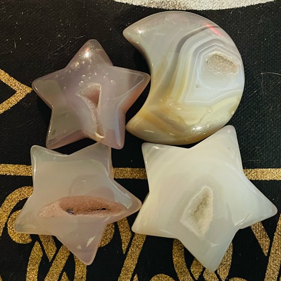 Agate Druzy Stars and moon bundle - Picture 2 of 6